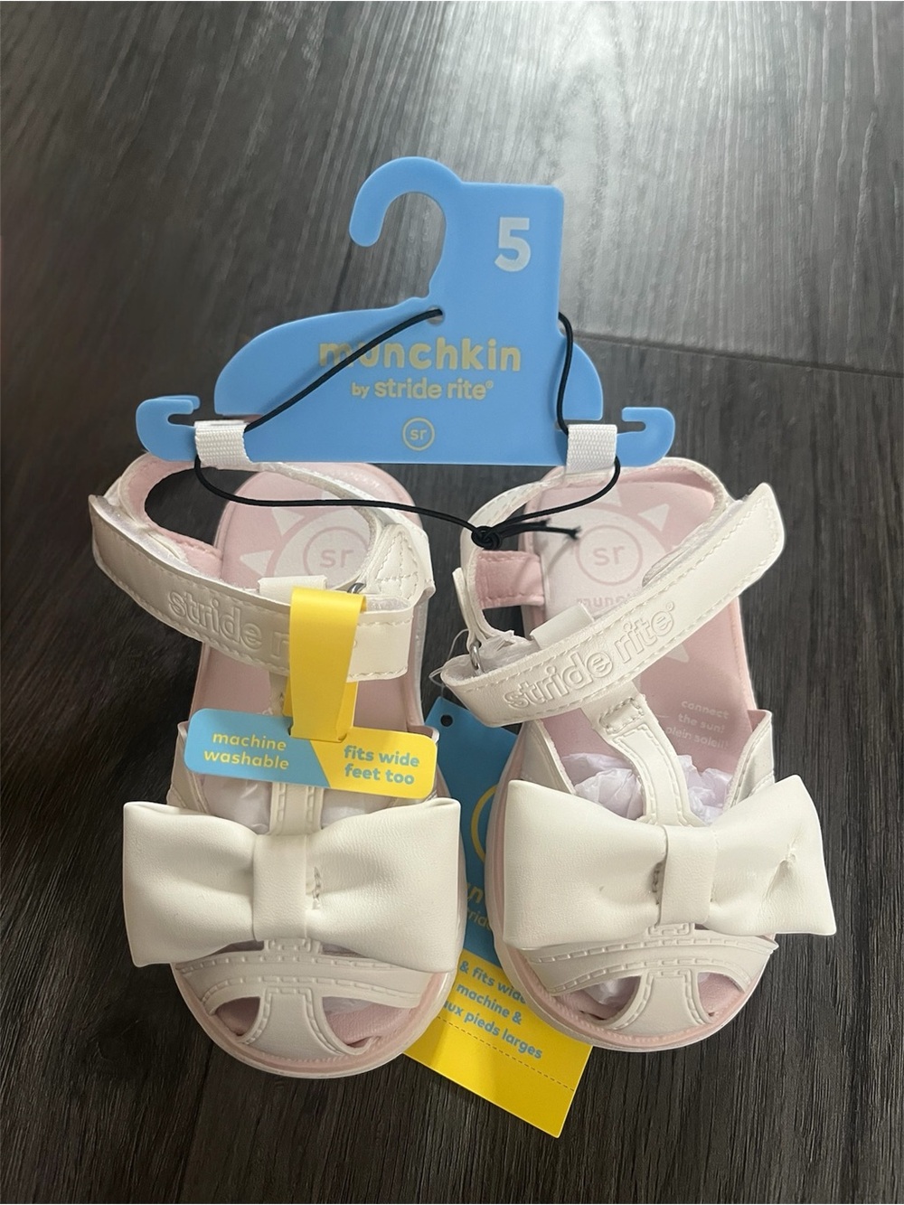 Stride Rite White & Pink Bow Toddler Sandals Size 5T - Chardon